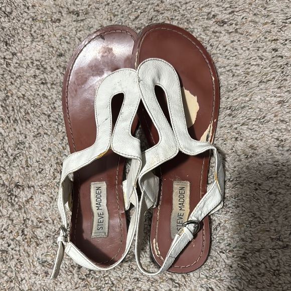 Steve Madden White Sandals with Geometric Straps - Picture 1 of 5